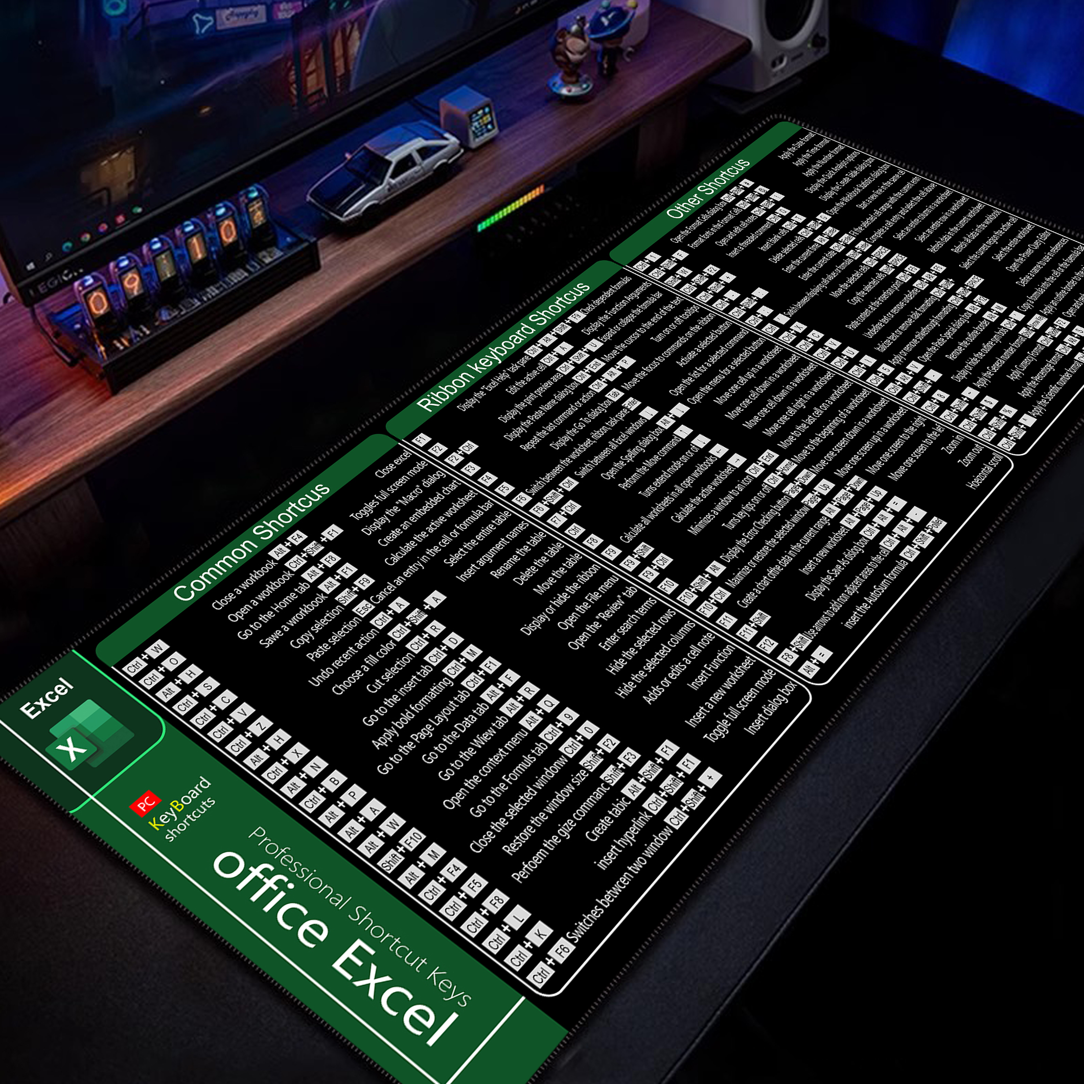 Rgb Mousepad - Large Excel Memo Sheet Keyboard Desk