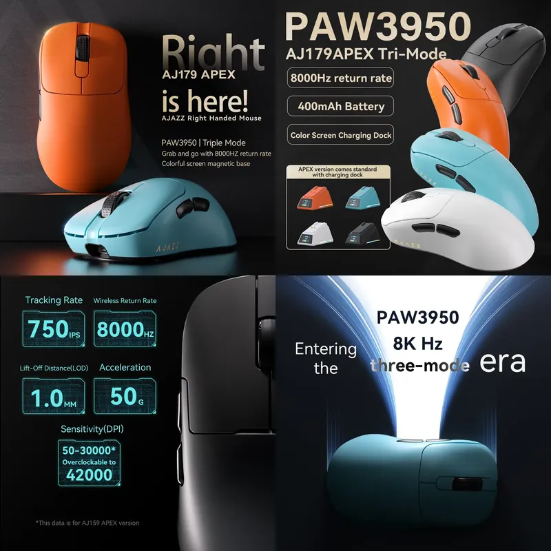 Wireless Gaming Mouse - Ajazz AJ179 APEX PAW3950 Ergonomic 2.4G