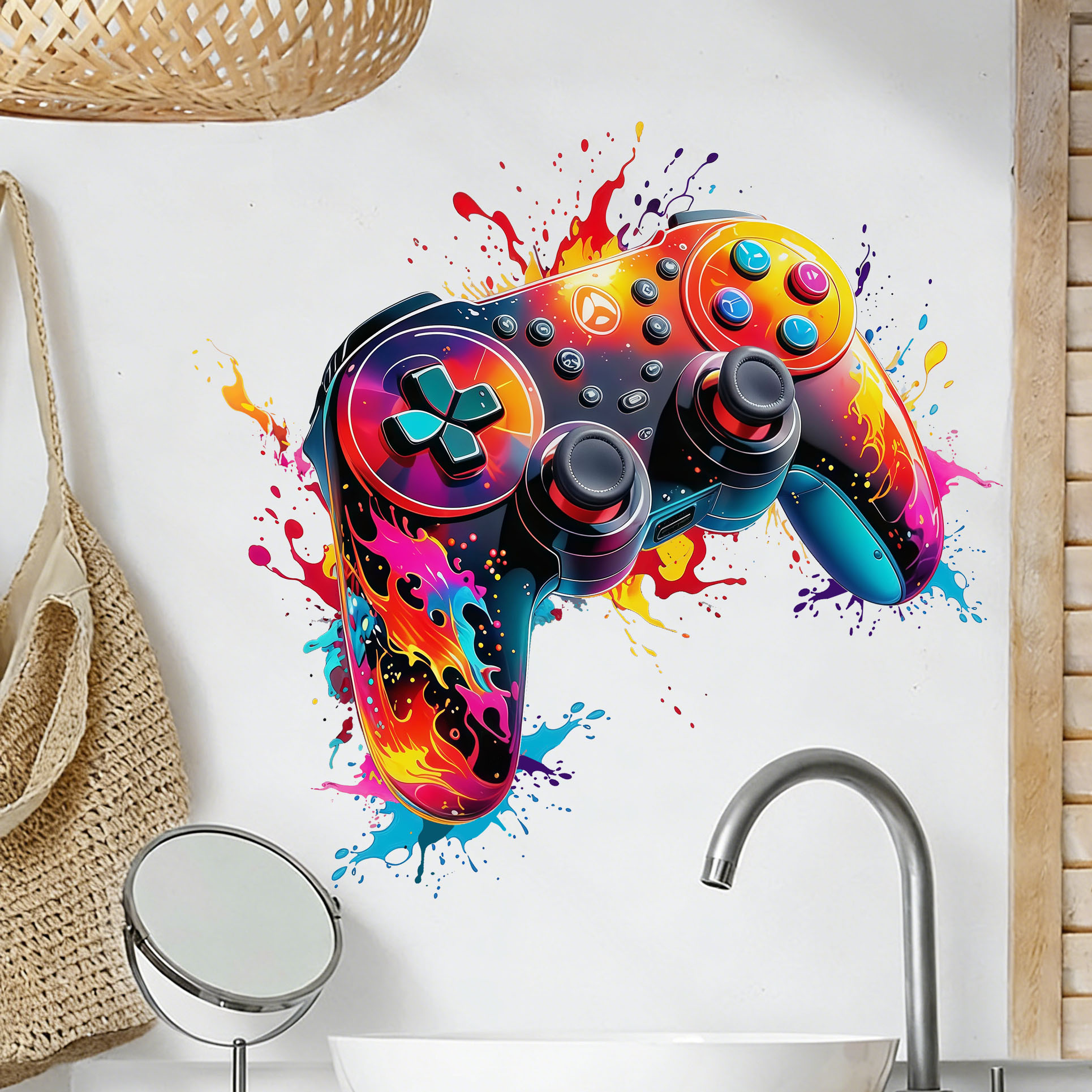 Pc Gaming Quotes - Red Flame Game Controller Wall Decal