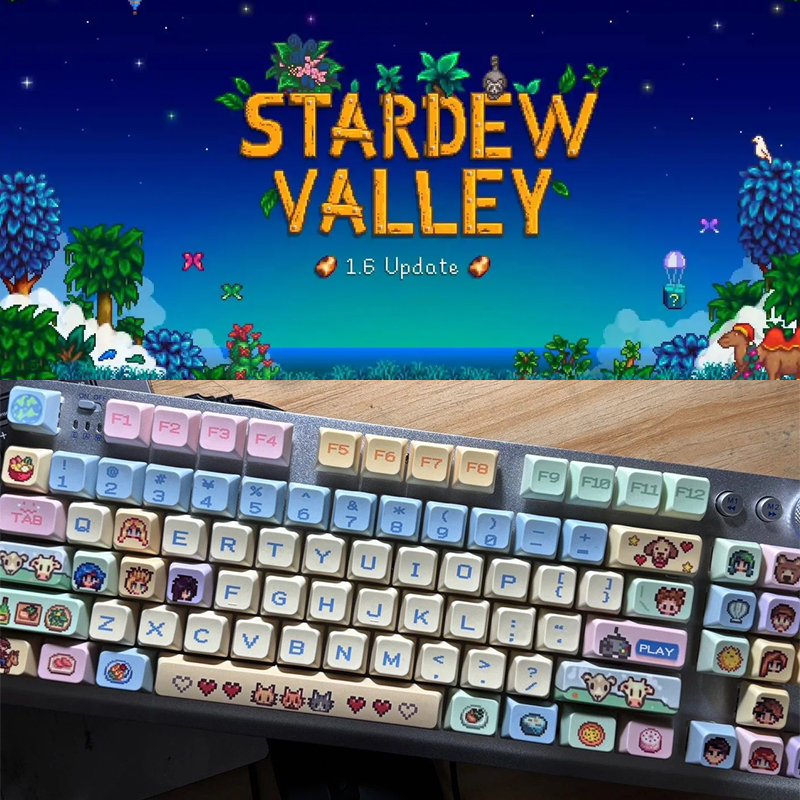 Custom Keycaps - Stardew Valley 78 Keycaps Pixel Cat