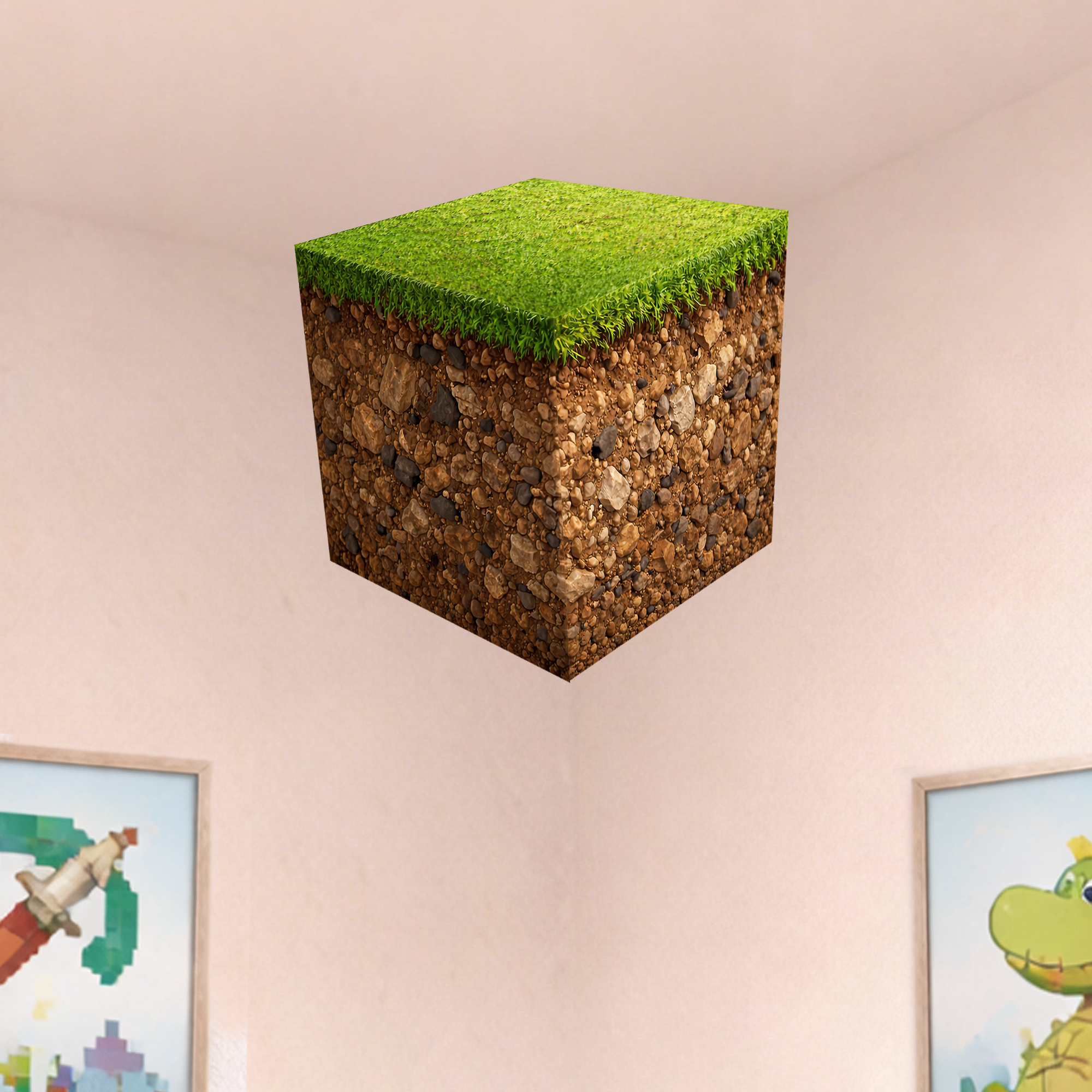 Pc Gaming Quotes - Realistic 3D Grass Cube Wall Decals,Pixel