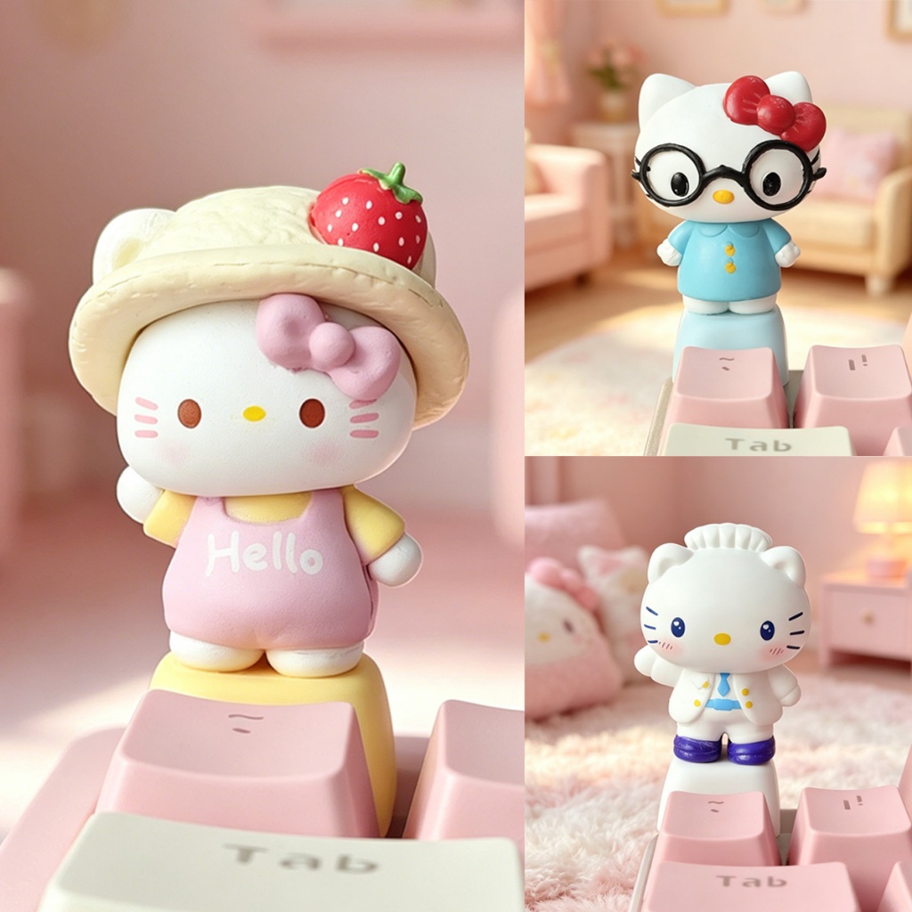 Custom Keycaps - Cute 3D Hello Kittys Keycap Handmade