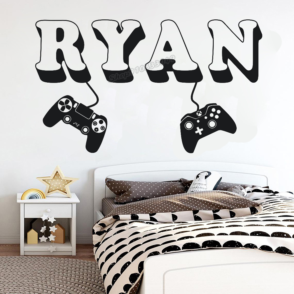 Pc Gaming Quotes - Gamer wall Sticker Custom Name Controller