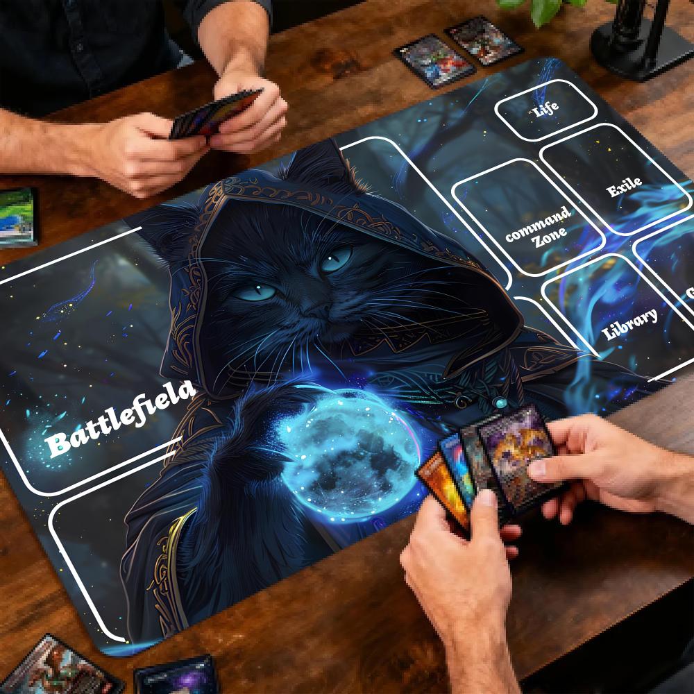 Pc Gaming Zone - Black Cat Wizard MTG Playmat Magic