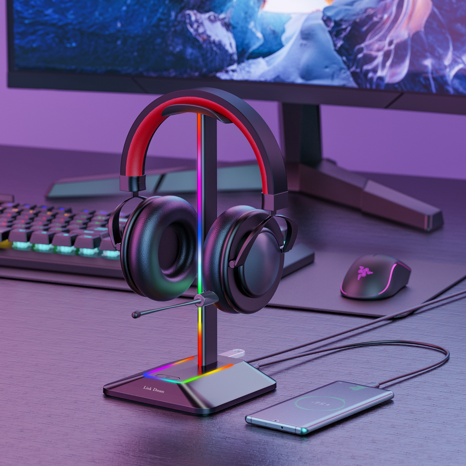 New Bee Z8 RGB Headphones Stan - Headset Stand review and price