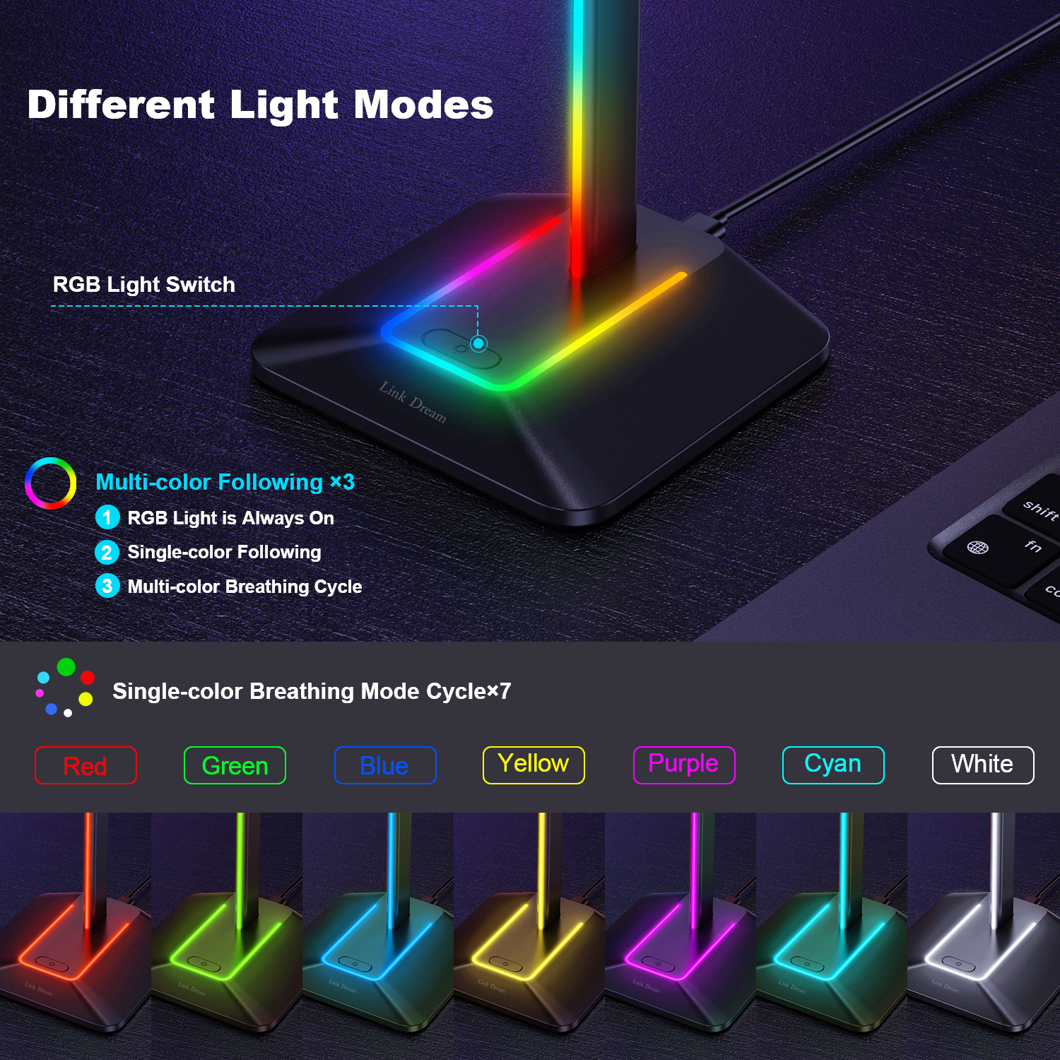 New Bee Z8 RGB Headphones Stan - Headset Stand review and price